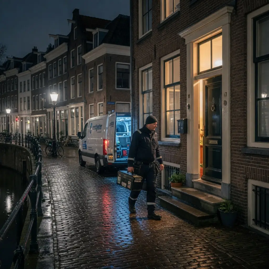 Spoedloodgieter arriveert 's nachts bij een woning in Utrecht